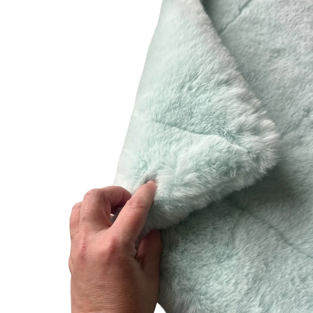 Minky Couture The Minky Corner Plush Faux Fur Blanket Mint Green Kids Throw